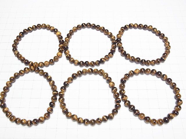 [Video] Yellow Tiger's Eye AAA Round 6mm Bracelet