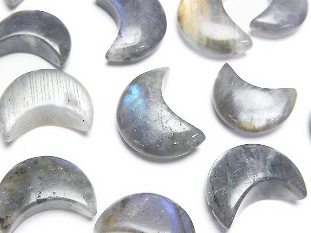 [Video]Labradorite AA+ Moon Motif 16x12mm [Half Drilled Hole] 1pc