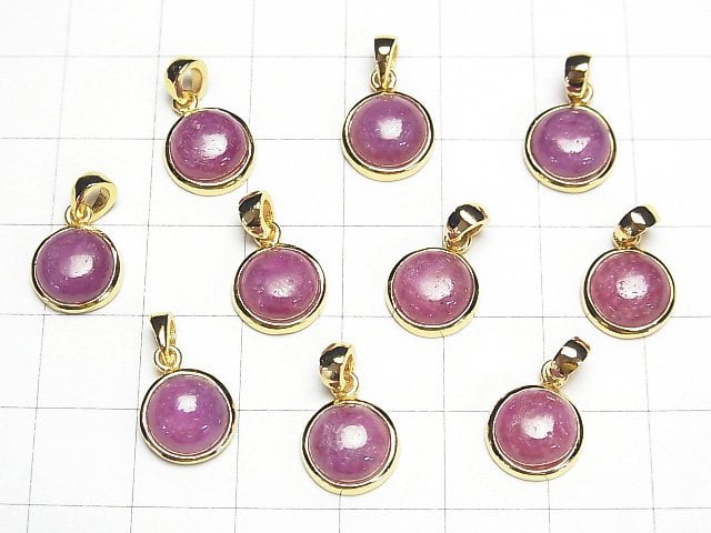 [Video]Ruby AA++ Round Pendant 10x10mm 18KGP 1pc