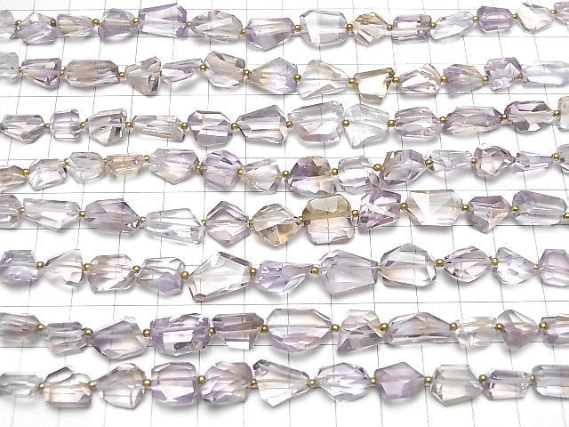 [Video]High Quality Ametrine AAA Faceted Nugget 1strand beads (aprx.7inch/18cm)