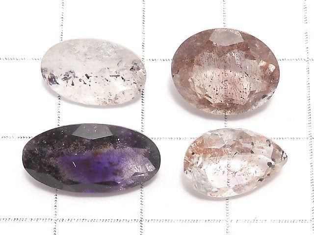 [Video][One of a kind] High Quality Elestial Quartz AA++ Loose stone Faceted 4pcs Set NO.1