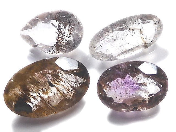 [Video][One of a kind] High Quality Elestial Quartz AA++ Loose stone Faceted 4pcs Set NO.4