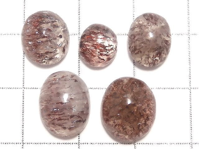 [Video][One of a kind] Goethite in Quartz AAA- Cabochon 5pcs Set NO.42