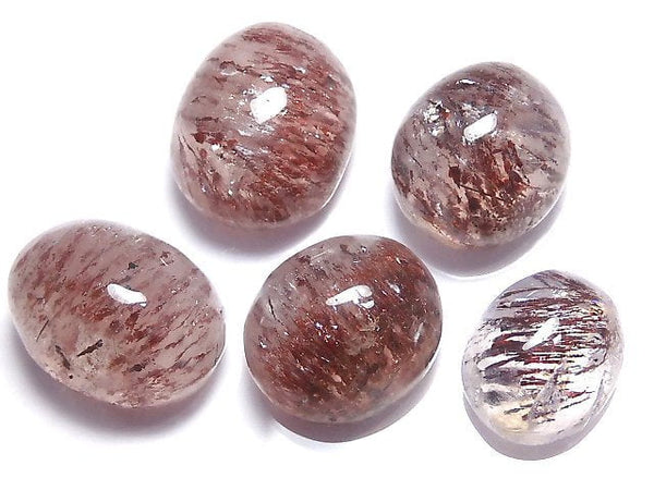 [Video][One of a kind] Goethite in Quartz AAA- Cabochon 5pcs Set NO.43