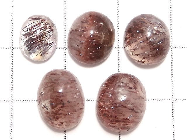 [Video][One of a kind] Goethite in Quartz AAA- Cabochon 5pcs Set NO.43