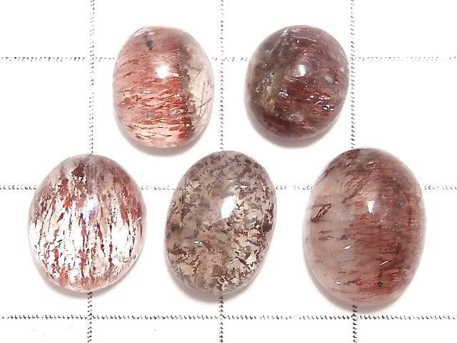 [Video][One of a kind] Goethite in Quartz AAA- Cabochon 5pcs Set NO.44