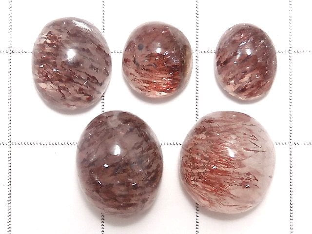 [Video][One of a kind] Goethite in Quartz AAA- Cabochon 5pcs Set NO.45