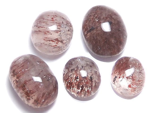 [Video][One of a kind] Goethite in Quartz AAA- Cabochon 5pcs Set NO.46