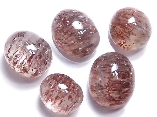 [Video][One of a kind] Goethite in Quartz AAA- Cabochon 5pcs Set NO.47