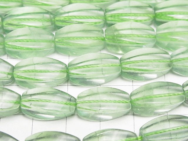 [Video] Green Fluorite AAA- 4Faceted Twist Faceted Rice 16x8x8mm half or 1strand beads (aprx.15inch/36cm)