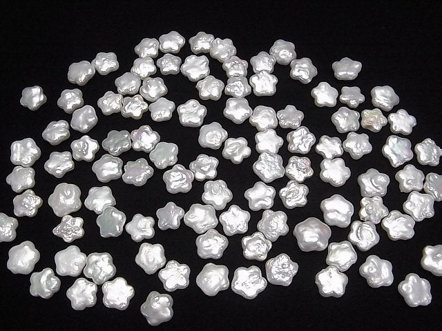 [Video] Fresh Water Pearl AA++ Loose stone Flower 10-12mm White 5pcs