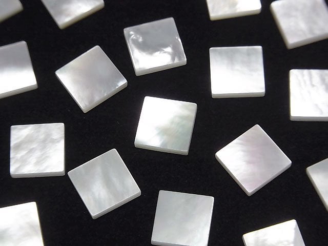 [Video] High Quality White Shell (Silver-lip Oyster) AAA Loose Stone Square 8x8x1.5mm 4pcs