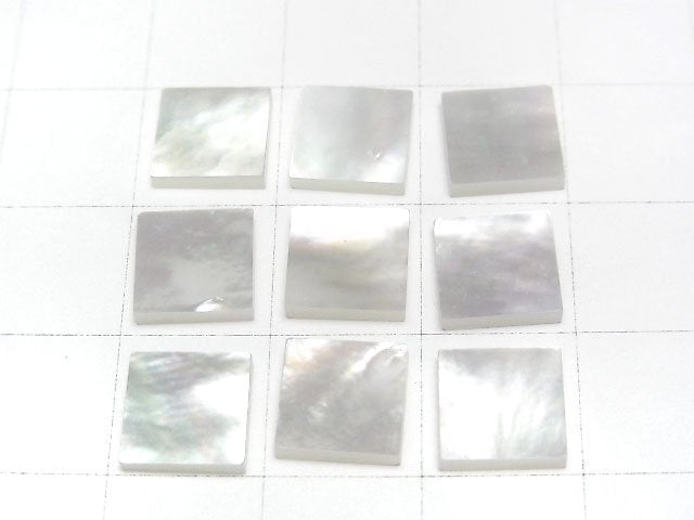 [Video] High Quality White Shell (Silver-lip Oyster) AAA Loose Stone Square 8x8x1.5mm 4pcs