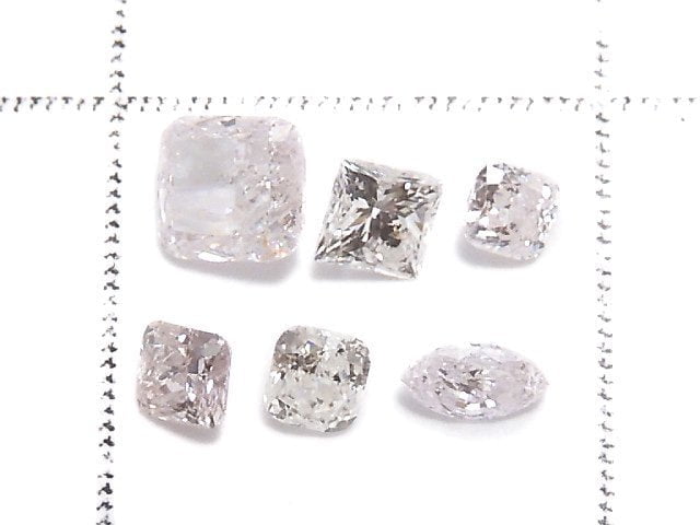 [Video][One of a kind] Unheated Pink Diamond Loose stone Faceted 6pcs Set NO.4