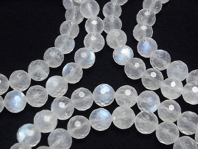 [Video]High Quality! Royal Blue Moonstone AA++ 128 Faceted Round 8mm Bracelet