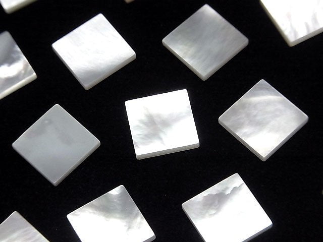 [Video] High Quality White Shell (Silver-lip Oyster) AAA Loose Stone Square 10x10x1.5mm 4pcs