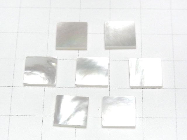 [Video] High Quality White Shell (Silver-lip Oyster) AAA Loose Stone Square 10x10x1.5mm 4pcs