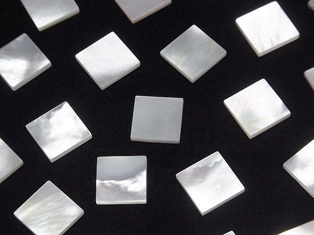 [Video] High-quality White Shell (Silver-lip Oyster) AAA Loose Stone Square 10x10x1.5mm 4pcs