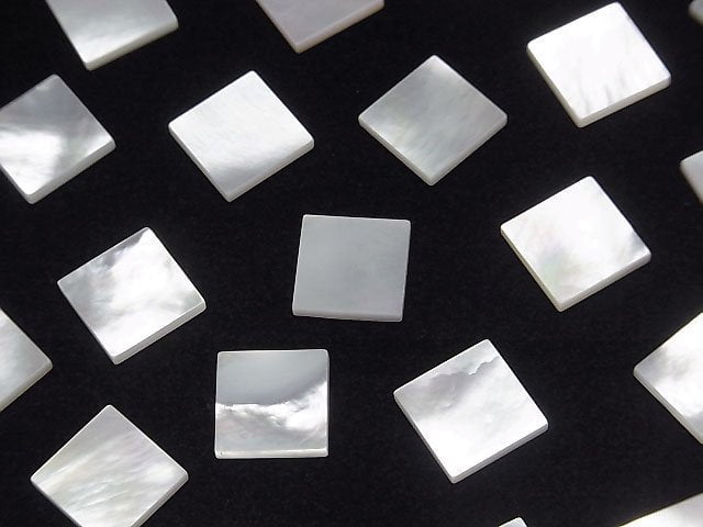 [Video] High Quality White Shell (Silver-lip Oyster) AAA Loose Stone Square 10x10x1.5mm 4pcs