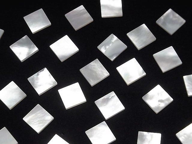 [Video] High-quality White Shell (Silver-lip Oyster) AAA Loose Stone Square 10x10x1.5mm 4pcs