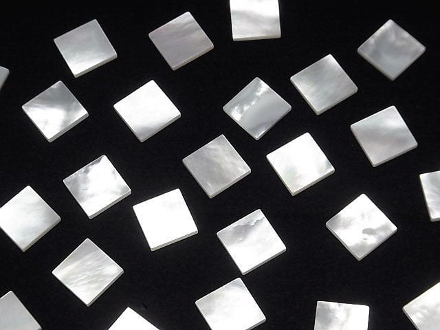 [Video] High Quality White Shell (Silver-lip Oyster) AAA Loose Stone Square 10x10x1.5mm 4pcs