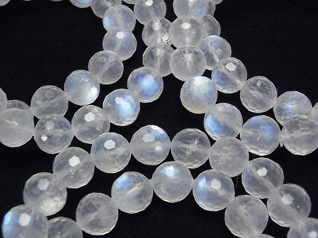 [Video]High Quality! Royal Blue Moonstone AA++ 128 Faceted Round 10mm Bracelet