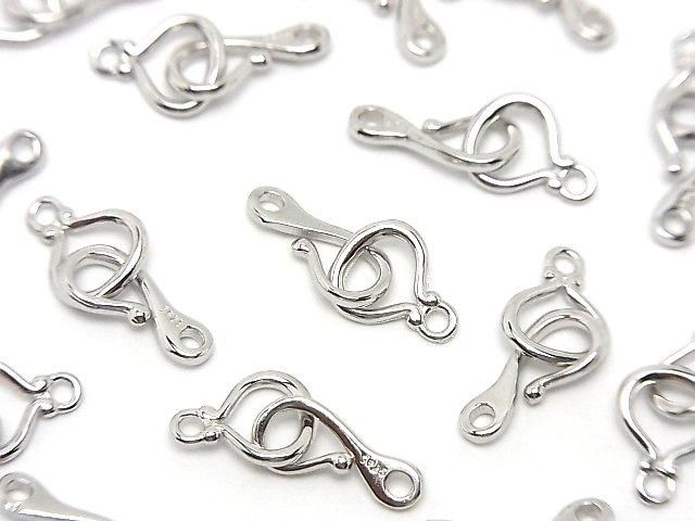 Silver 925 Hook & Connector, Rhodium Plated, 1 Pair