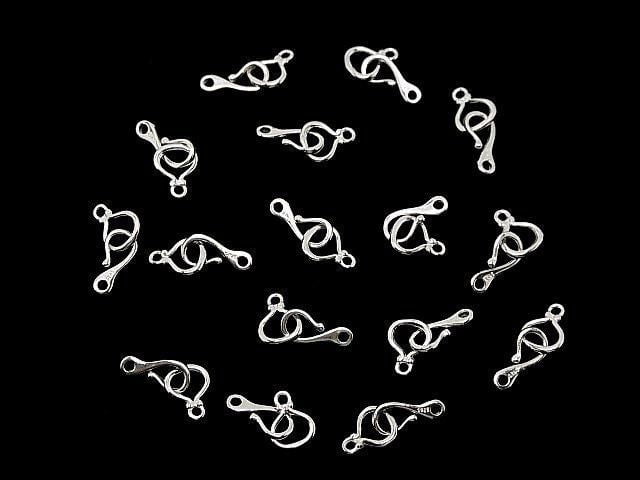 Silver 925 Hook & Connector, Rhodium Plated, 1 Pair