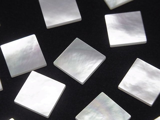 [Video] High Quality White Shell (Silver-lip Oyster) AAA Loose Stone Square 12x12x1.5mm 4pcs