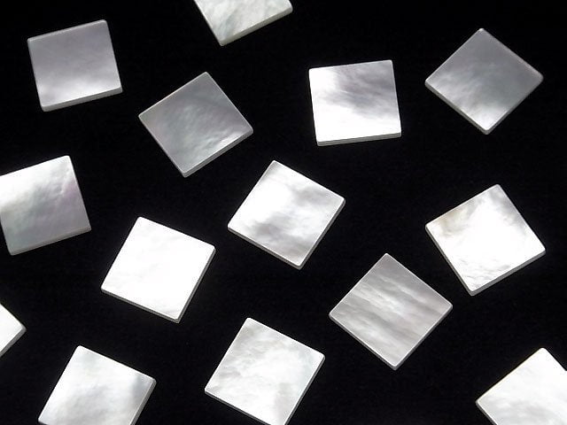 [Video] High Quality White Shell (Silver-lip Oyster) AAA Loose Stone Square 12x12x1.5mm 4pcs