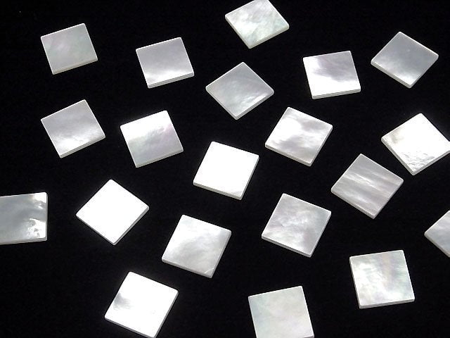 [Video] High Quality White Shell (Silver-lip Oyster) AAA Loose Stone Square 12x12x1.5mm 4pcs