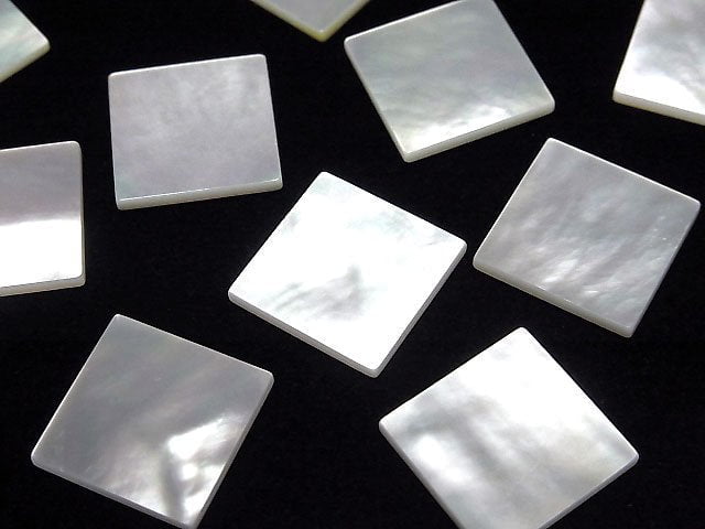 [Video] High Quality White Shell (Silver-lip Oyster) AAA Loose Stone Square 15x15x1.5mm 4pcs