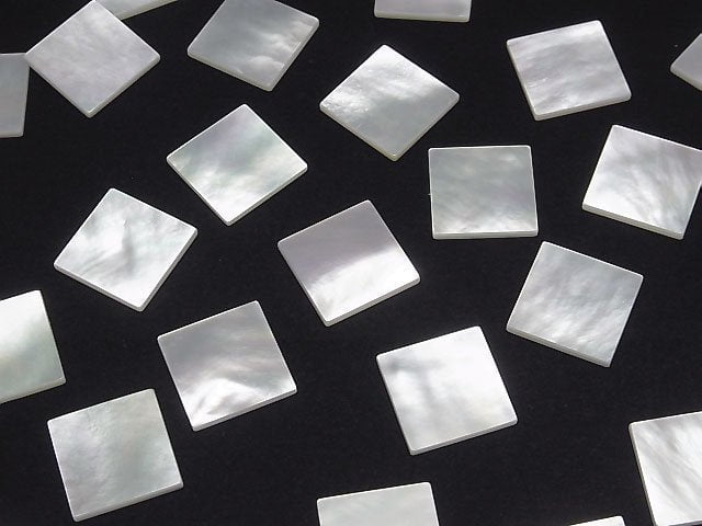 [Video] High Quality White Shell (Silver-lip Oyster) AAA Loose Stone Square 15x15x1.5mm 4pcs