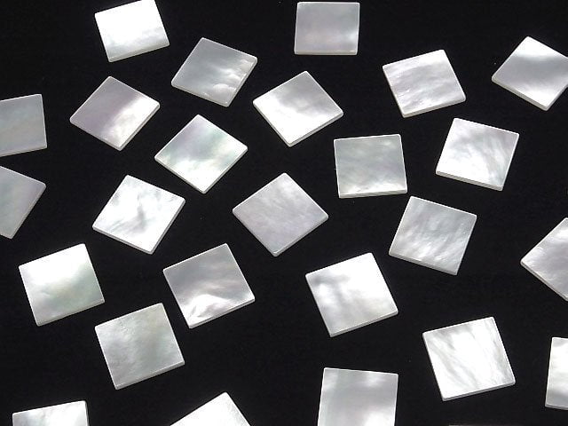 [Video] High Quality White Shell (Silver-lip Oyster) AAA Loose Stone Square 15x15x1.5mm 4pcs