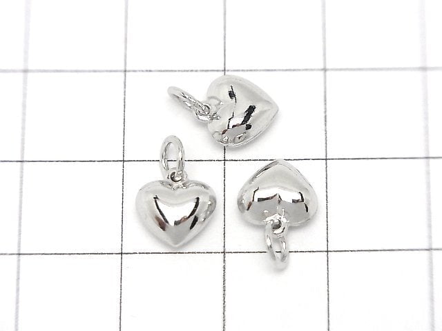 Silver925 End Charm with Jump Ring Heart 8.5x8x4mm Rhodium Plated 1pc