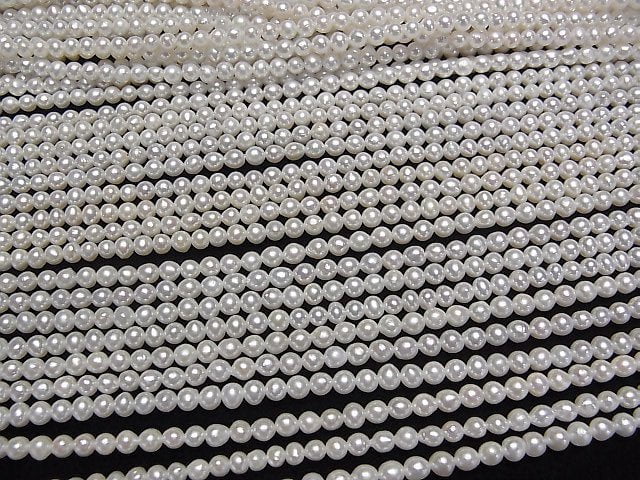 [Video] Fresh Water Pearl AAA- Round 3-3.5mm White 1strand beads (aprx.15inch/37cm)