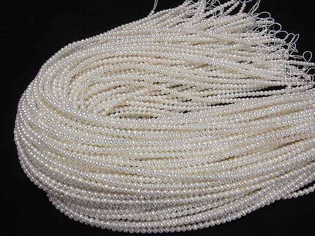 [Video] Fresh Water Pearl AAA- Round 3-3.5mm White 1strand beads (aprx.15inch/37cm)