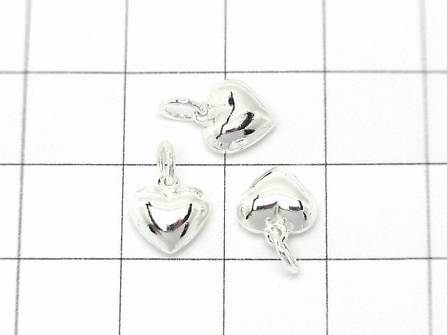 Silver925 End Charm with Jump Ring Heart 8.5x8x4mm No coating 1pc