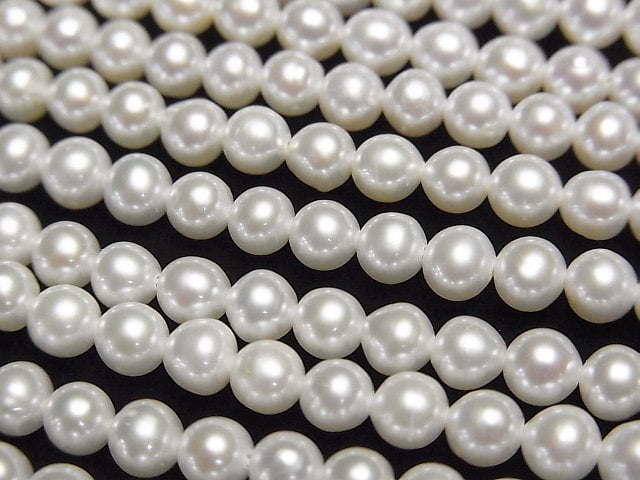 [Video] Fresh Water Pearl AAA- Semi Round-Potato 4-4.5mm White 1strand beads (aprx.15inch/37cm)