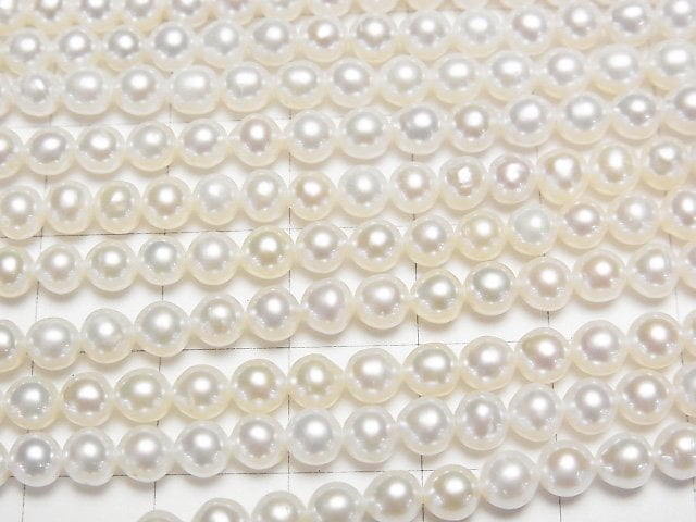 [Video] Fresh Water Pearl AAA- Semi Round-Potato 4-4.5mm White 1strand beads (aprx.15inch/37cm)