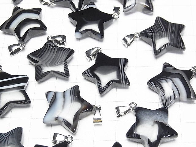 [Video] Striped Onyx Star Pendant 24x25mm 2pcs