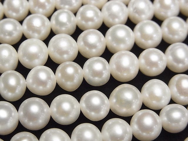 [Video] Fresh Water Pearl AA++ Potato 7mm White 1strand beads (aprx.14inch/35cm)