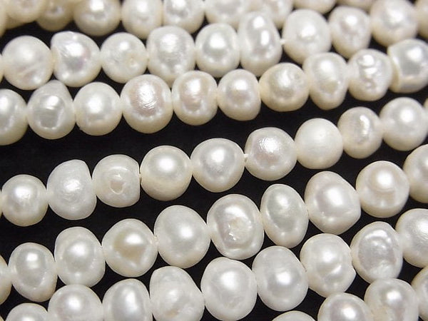 [Video] Fresh Water Pearl AA Potato 6mm White 1strand beads (aprx.13inch/32cm)