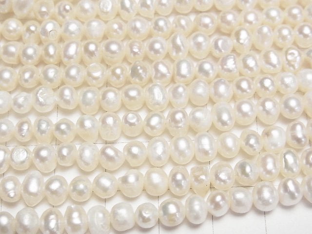 [Video] Fresh Water Pearl AA Potato 6mm White 1strand beads (aprx.13inch/32cm)