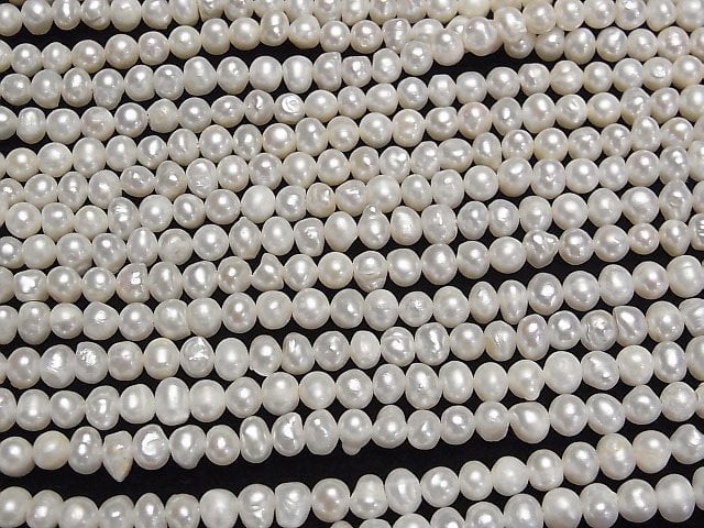 [Video] Fresh Water Pearl AA Potato 6mm White 1strand beads (aprx.13inch/32cm)