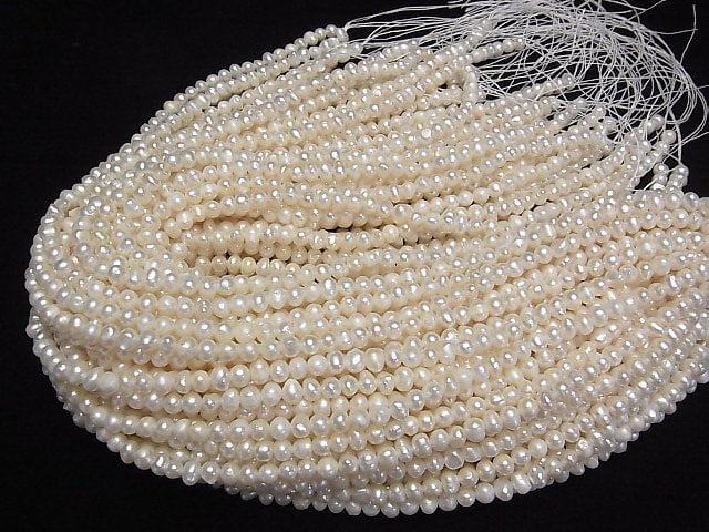 [Video] Fresh Water Pearl AA Potato 6mm White 1strand beads (aprx.13inch/32cm)