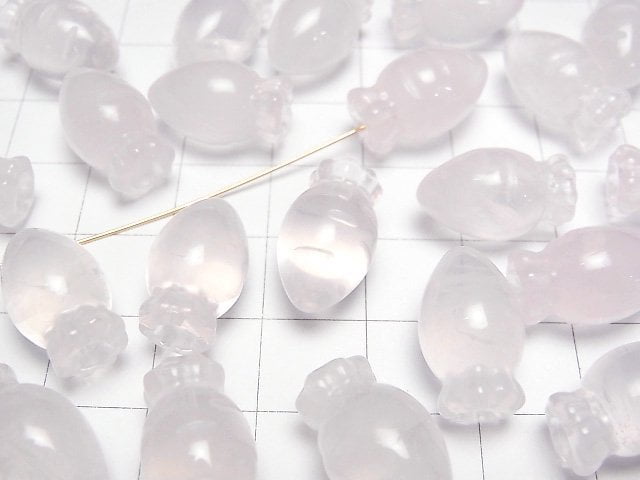 [Video] Rose Quartz AAA- Half Drilled Hole Carrot Motif 17x10mm 1pc
