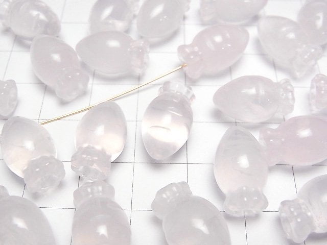 [Video] Rose Quartz AAA- Half Drilled Hole Carrot Motif 17x10mm 1pc