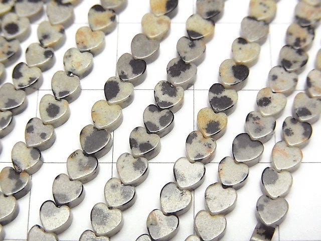 [Video] Dalmatian Jasper Vertical Hole Heart 4x4mm 1strand beads (aprx.15inch/36cm)