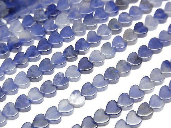 [Video] Blue Quartz Vertical Hole Heart 4x4mm 1strand beads (aprx.15inch/36cm)